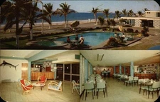 Mexico Mazatlan Motel Aqua Marina Chrome Original Vintage Postcard