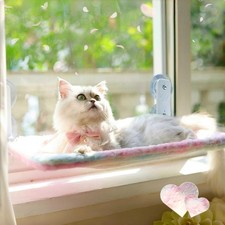 Foldable Cat Window Perch, Sturdy Cat Hammock with Strong Suction Cups for La...
