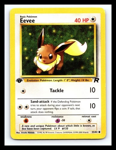 💥 EEVEE 1ST EDITION Non Holo # 55/82 | TEAM ROCKET SET | Pokemon 2000 Vintage