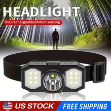 XPE+COB LED Powerful Headlamp USB Rechargeable Camping Head Light Adjustable 