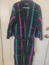 Vintage Mens C.E.O Robe Black With Geometric Plush Small Read Desc