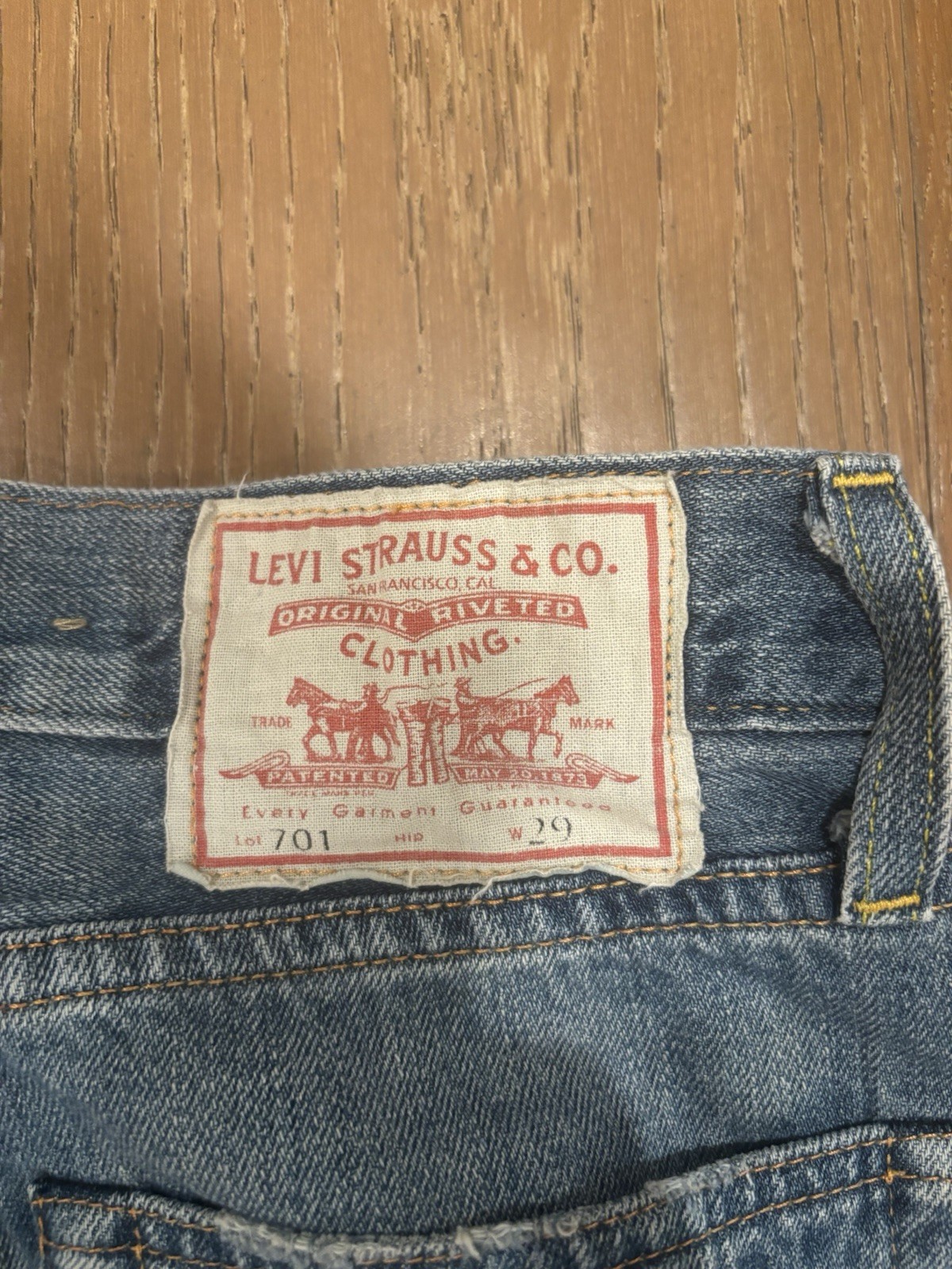 Levi’s 701 Big E patchwork Jeans  Size 29  White … - image 5