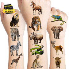60 PCS Realistic Wildlife Jungle Animal Pre-Cut Temporary Tattoos Sticker Reptil