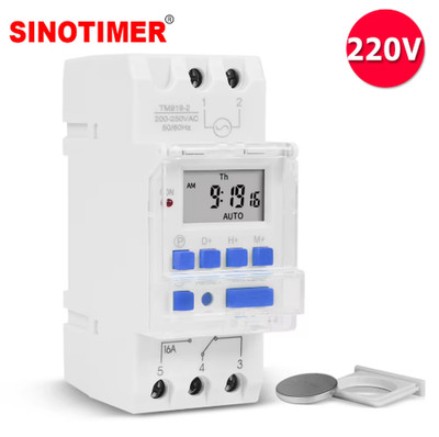 SINOTIMER TM919 220V 230V 16A Weekly Digital Timer Switch 7 Day DIN Rail Relay