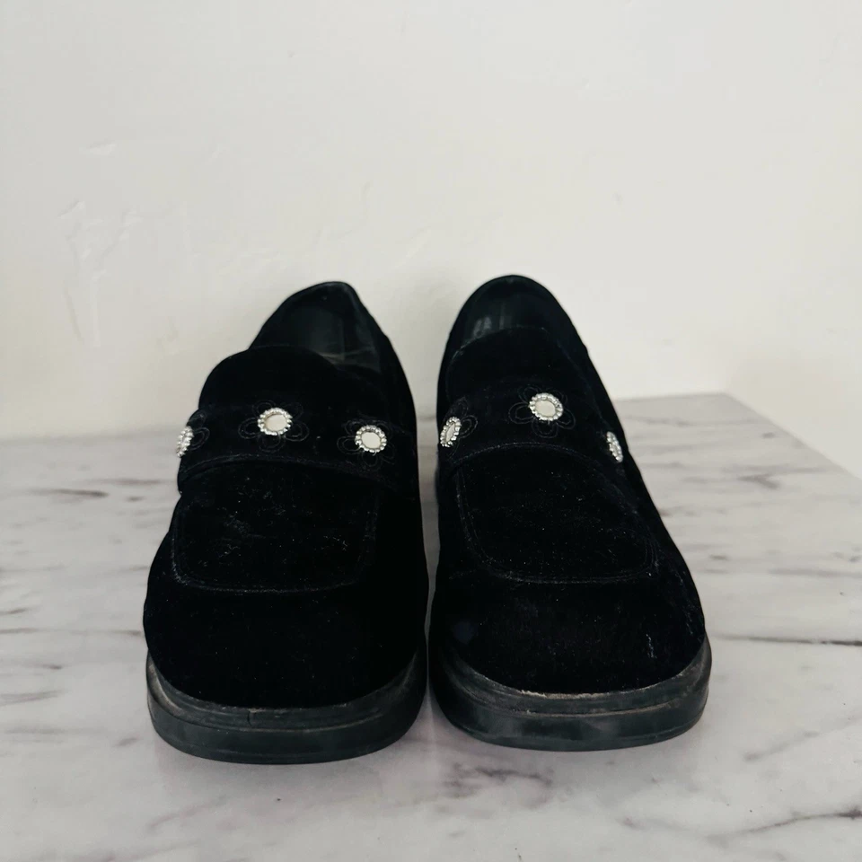 Mocasines Predictions Vintage Y2K Negros Floral Embrioder Niñas Talla 2.5 Foto 2 de 4