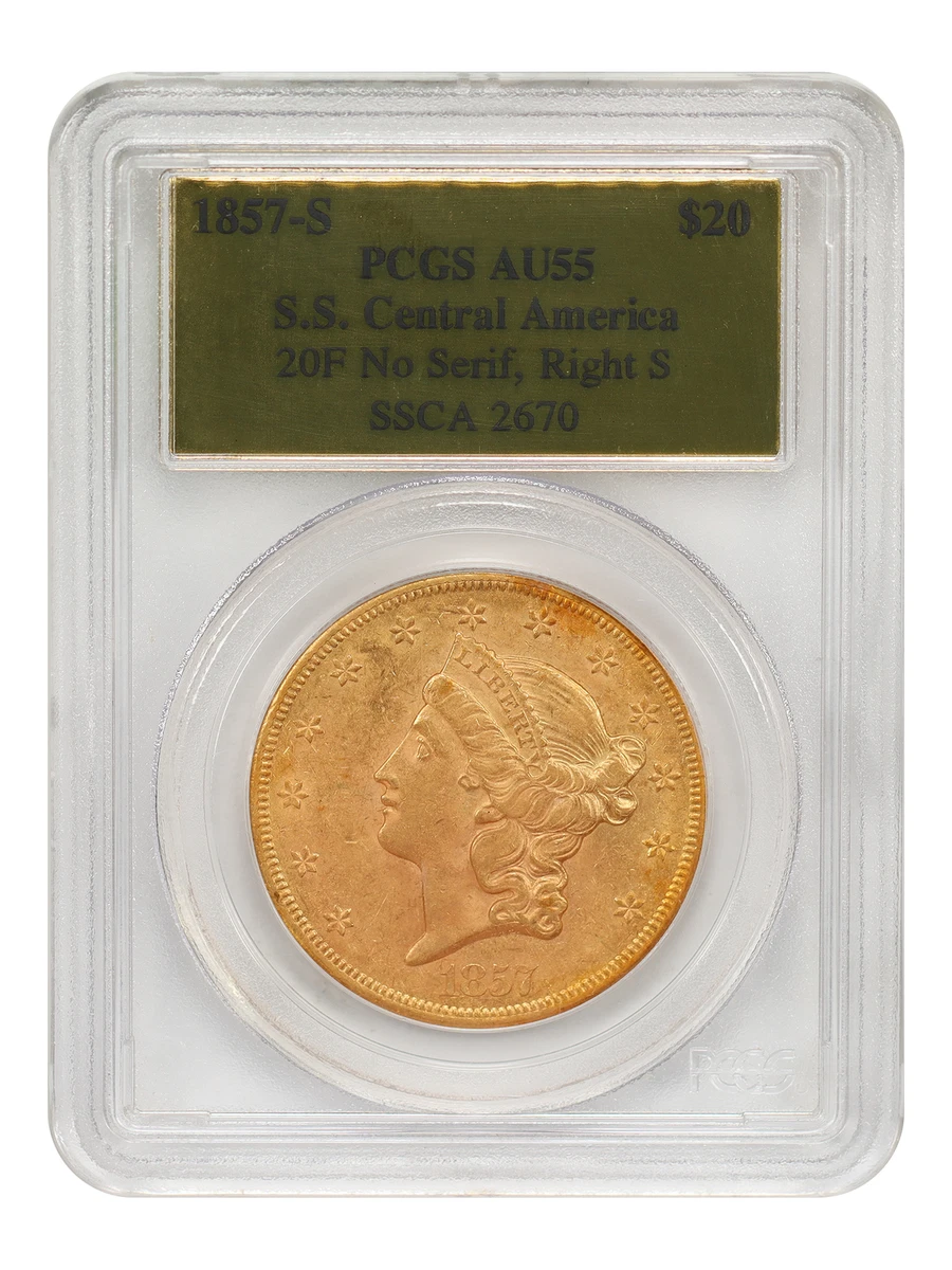 20 リバティ金貨 セントラル アメリカ号 1857-S PCGS MS65 S.S.