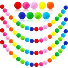 MARFOREVER 4 Pack 26.3 Feet Colorful Pom Pom Garland Decorations, 30 Balls Ra...