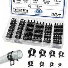Tnisesm 80Pcs Spring Band Hose Clamps Assortment kits Silicone Vacuum Hose Pipe