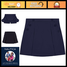Girls' School Uniform Pull-On Scooter Skirt with Undershorts, Poplin, Button Poc