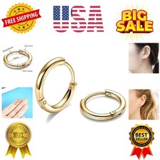 316L Surgical Stainless Steel Huggie Hoop Earrings 6mm 8mm 10mm 11mm 12mm 14m...