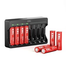 EBL 1.5V AA Batteries ,4 count,Rechargeable Lithium Li-ion with a Charger