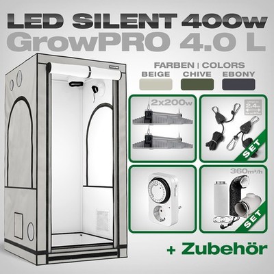 SANlight Growbox Komplettset LED 100x100 2x EVO3-100 1.5 GrowPRO 4.0L 400W Profi