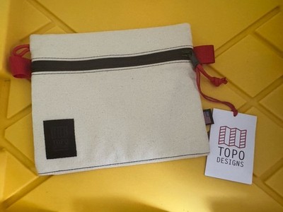 New! NOS Topo Designs Medium Accessory Zip Bag. Natural Canvas. Made In USA