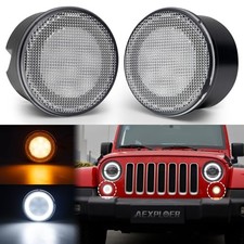 LED Turn Signal Lights Compatible with Wrangler JK JKU 2007-2018, Clear Lens