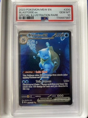 Pokémon TCG Blastoise ex 200/165 Scarlet & Violet 151 PSA 10 Holo Rare