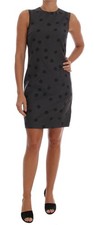 Dolce & Gabbana Gray Polka Dotted Sheath Wool Women's Dress Authentic