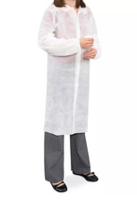 Uline Disposable Lab Coat No Pockets Snap Front White 4XL 25ct Latex-Free
