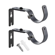 2 Pcs Curtain Pole Holder Support Double Bracket for Curtains Rod Brackets