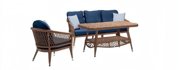 Sofagarnitur Set Couchtisch Sessel 3 Sitzer Sofas Braun Moderne Terrasse Set-image