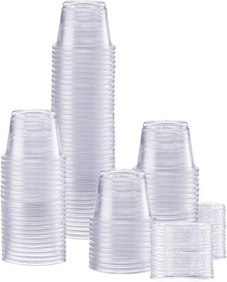 GUSTO 1 Oz Jello Shot Cups with Lids [100 Count] Clear Plastic Portion Container