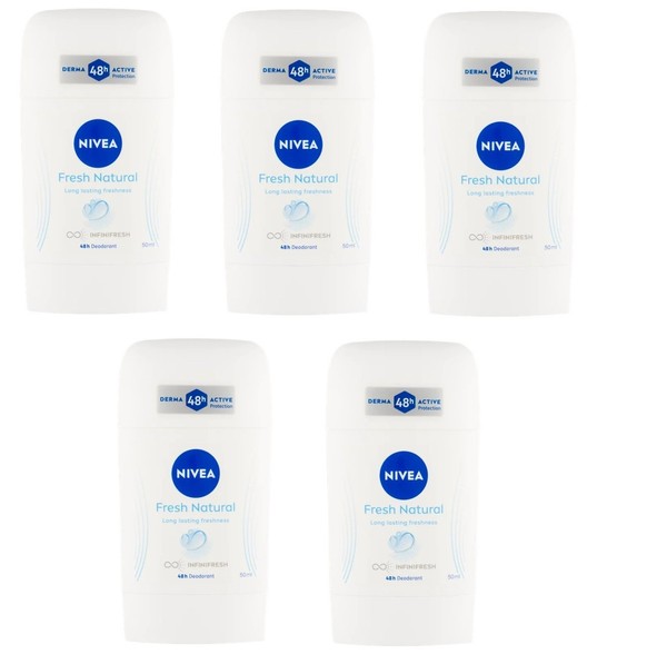 5x Nivea Fresh Desodorante Antitranspirante Natural Solid Stick para Mujer