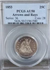 1853 seated liberty quarter w/Arrows and Rays
