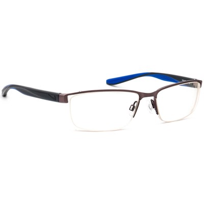 Nike Eyeglasses 8172 070 Brushed Gunmetal/Gray/Blue Half Rim Frame