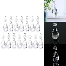 Oval Cut Glass Crystals Teardrop Prisms Beads Chandelier Light Droplets Vintage