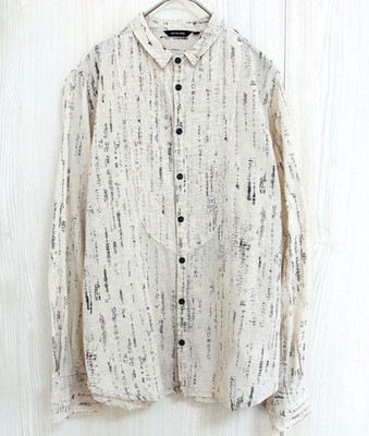 Pas de Calais Linen Cotton Collared Blouse All-Over Print Beige Exc