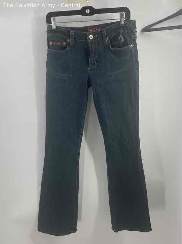 Vintage Baby Phat Womens Blue Dark Wash 5-Pocket Design Denim Bootcut Jeans Sz 3
