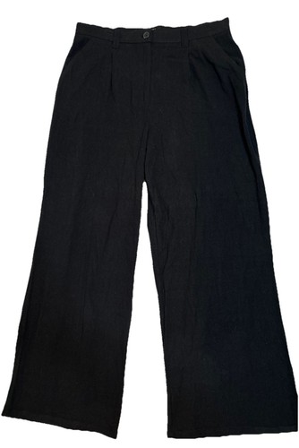 ASOS BEAUTIFUL Black Wide Leg High Waist Linen Blend Dress Pants Size 12 EUC - Picture 2 of 7