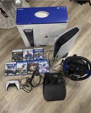PlayStation 5 Disk Edition Console With Steering Wheel, Controller And Games