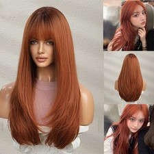 Wig Women Hair Full-Head Wig Fashion Long Straight Dirty Orange Hair