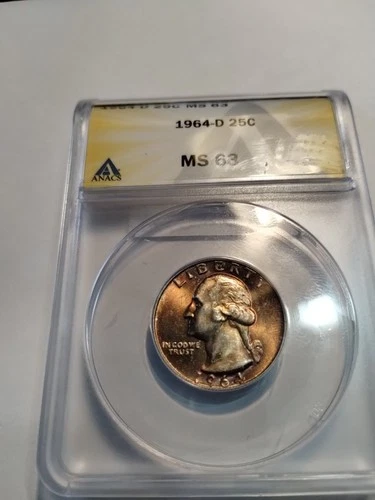 1964 d Washington Head Quarter MS63 ANACS Toned