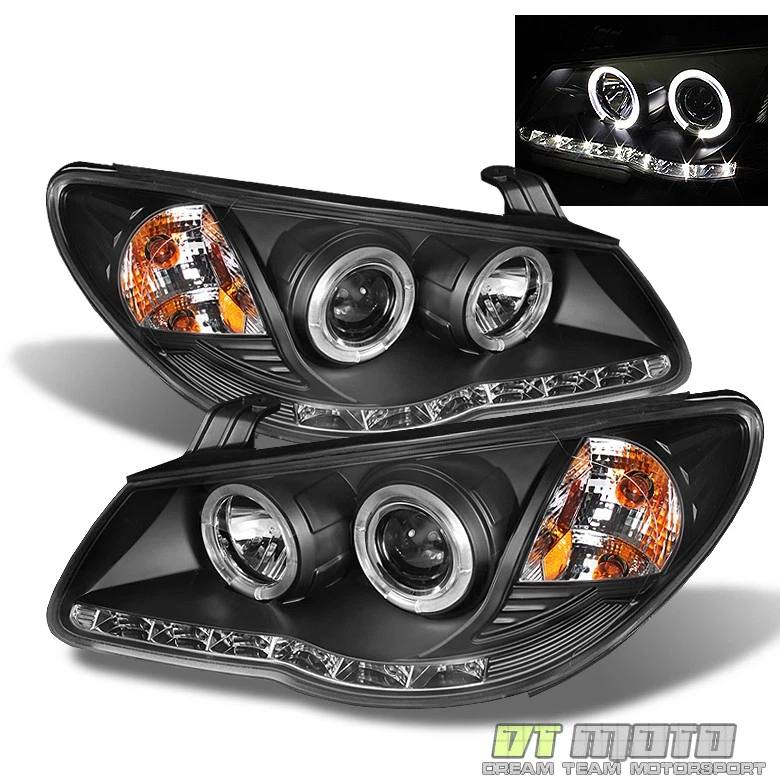 Negro Para 2007-2010 Elantra Tira LED DRL Halo Proyector Faros Par Foto 4 de 4