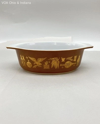 Pyrex Early American Oval Casserole Dish 043 1.5 Qt Vintage