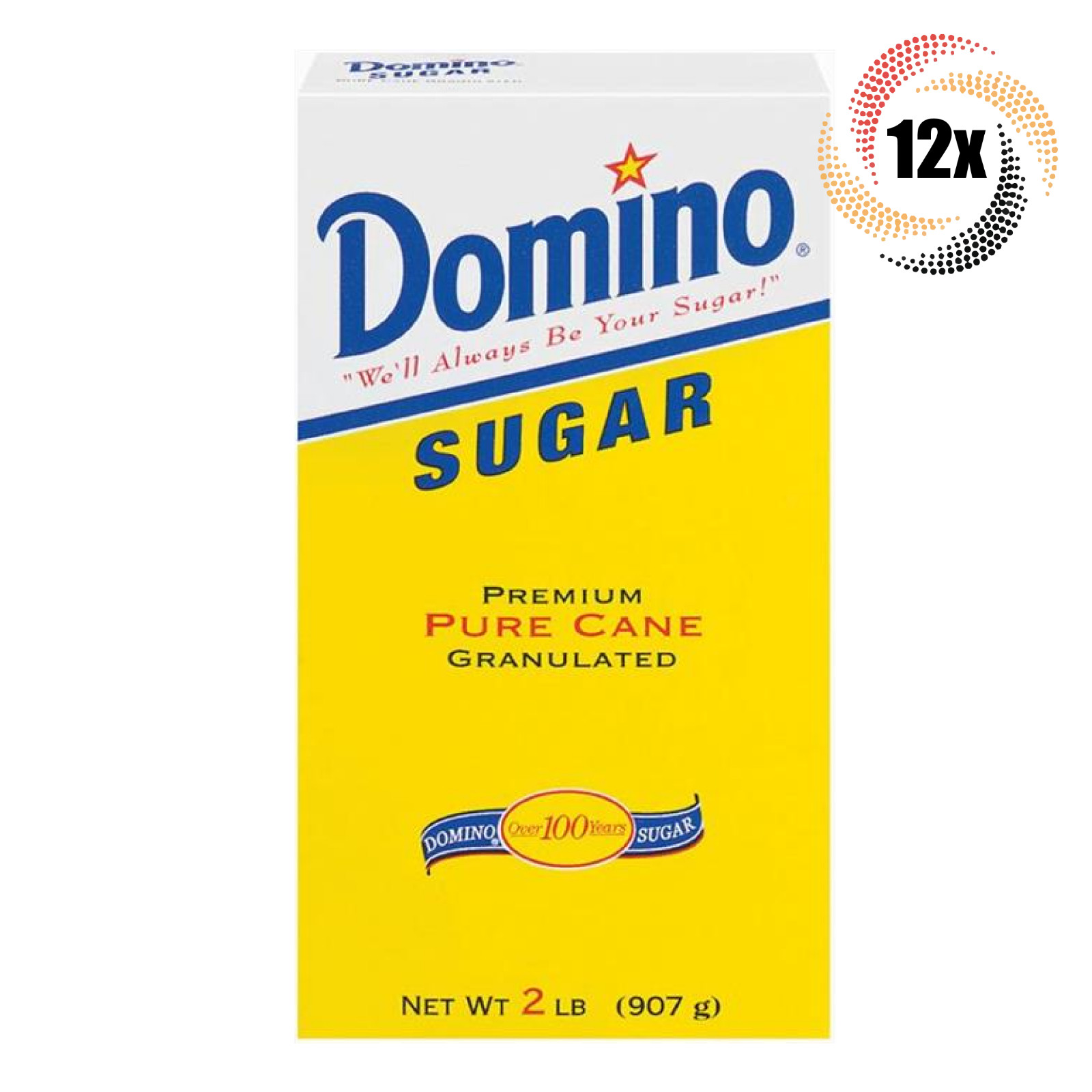 12 коробок сахарного песка Domino Premium из чистого тростникового сахара-песка | 2 фунта | Без ГМО и кошерный