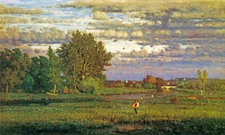 CLEARING UP 1860 PAINTING BY GEORGE INNESS FARM SCENE AFTER STORM ART REPRO