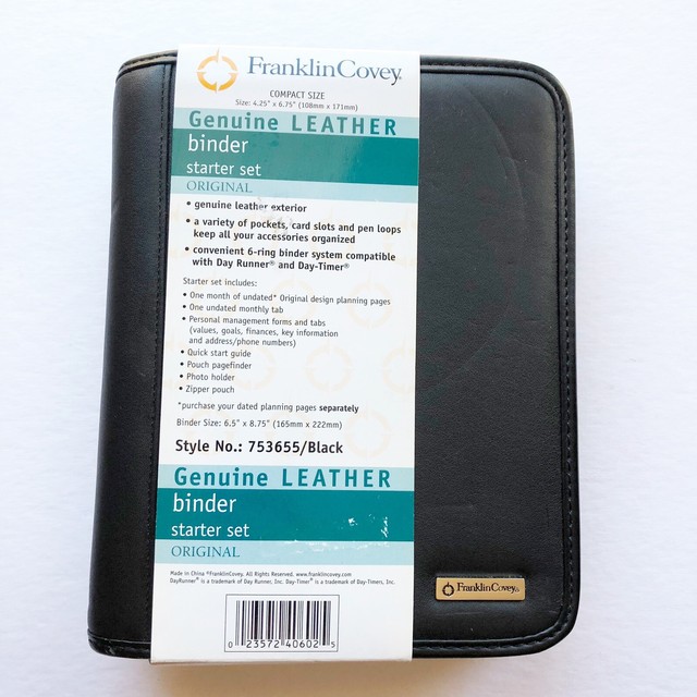 Franklin Covey Compact Size Genuine Leather Binder Organizer Planner