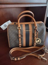 Michael Kors Bedford Travel Medium Duffel Satchel Brown/acorn Mk Signature  Nwt