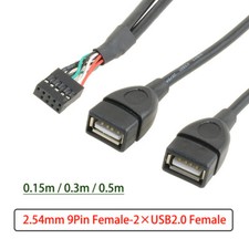 Computer Motherboard Add USB Interface Extension Cable 9Pin to 2 USB 2.0 Female