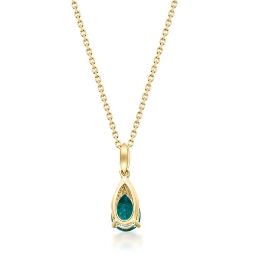 0.75 Ct Emerald & Natural Diamond Prong Pendant 10k Solid Yellow Gold - Picture 4 of 4