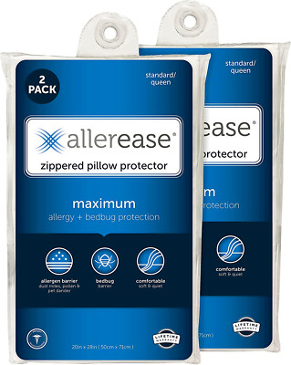 AllerEase Maximum Pillow Protector, Standard/Queen - 2 Pack