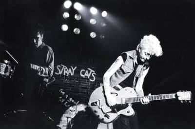 Stray Cats Brian Setzer Slim Jim Phantom Zaal Lux Herenthout 1981 OLD PHOTO