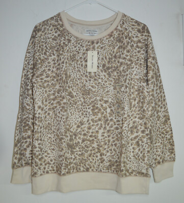 Studio Works Womens Sweatshirt Leopard Print Small NWT