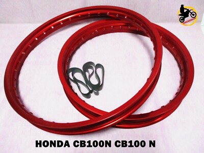 HONDA CB100N F & R ALUMINIUM RED WHEEL RIM SET *nan4993* | eBay