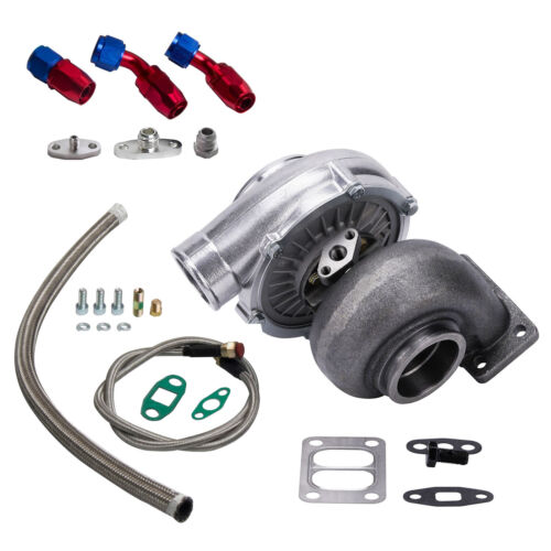 Universal T70 Turbo .70 A/R T3 Flange + Oil Drain Return + Oil Feed Line Kit