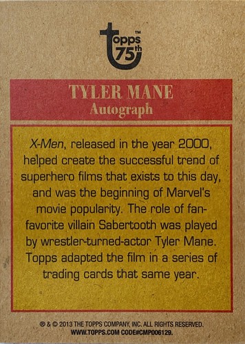 2013 Topps 75th Anniversary Tyler Mane Autograph Sabertooth Terror in X-Men - Bild 2 von 2