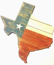 Texas Patriotic Shaped Wood Wall Decor 18x18 inches Rustic Distressed