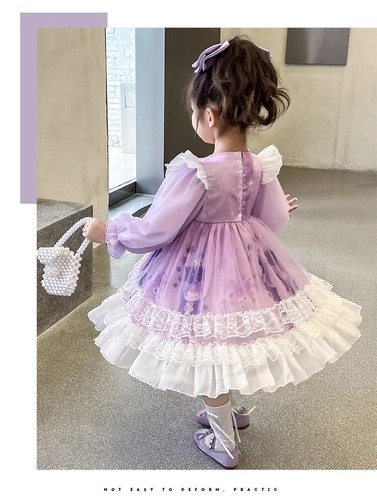 My Melody Kuromi Princess Dress Lolita Pink Purple Skirts Outfit Kid Girls Dress - Picture 15 of 26